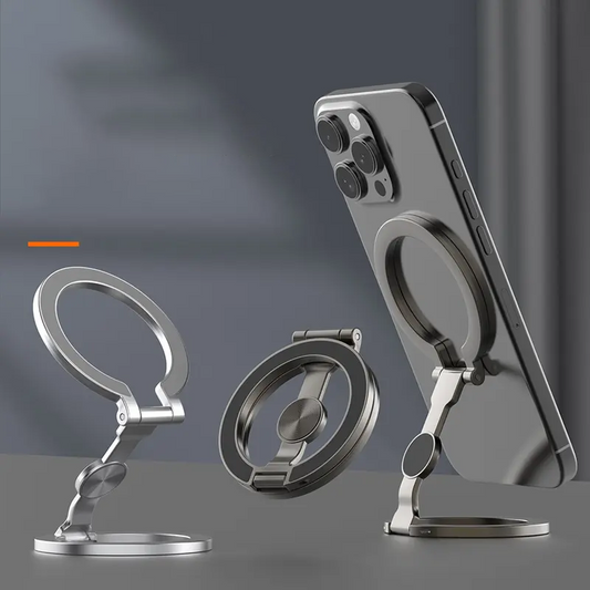 📱 50% RABATT NU!🧲 Hopfällbart Magnetiskt Ringfäste för Mobil – Stark N52 Magnet & 360° Rotation – Ultratunt Mobilgrepp & Stativ 🚗