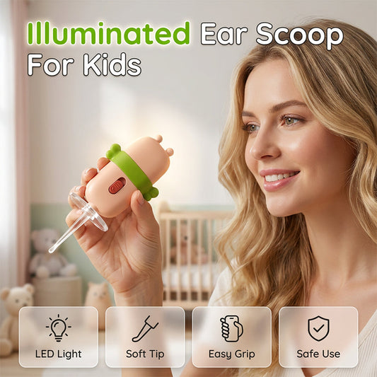 👶 50% RABATT NU!💡 Barnsäker synlig öronsked med ljus – Mjukt Silikon & LED-belysning – Säker Hygien 🛡️