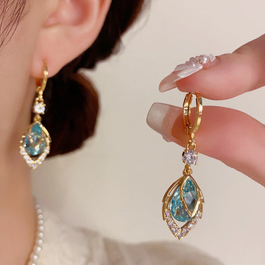 💎 50% RABATT NU!✨ Himmelsblå Droppande Dangle Hoop Örhängen – Elegant Art Deco & Vintage Charm 💙