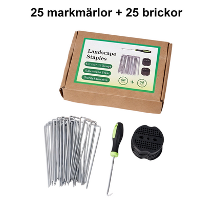 🌱 50 % RABATT NU! 🔨 Trädgårdshäftstift i galvaniserat stål – komplett kit med märlor, brickor & borttagningsverktyg 🛡️