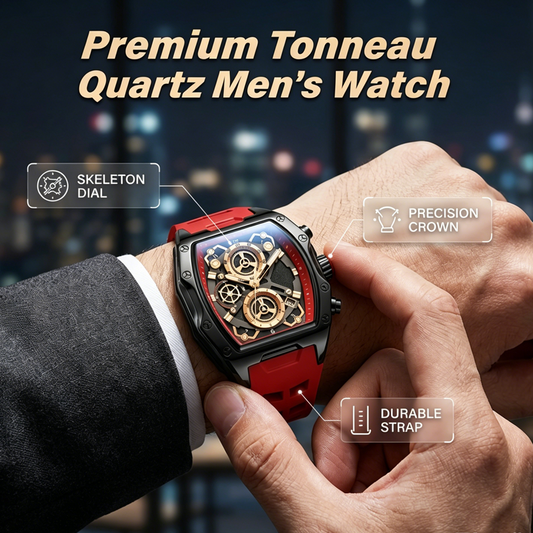 ⌚ 50% RABATT NU!🕶️ Herr Tonneau Kvartsur – Retro & Minimalistisk – Premium Affärsstil 🔥