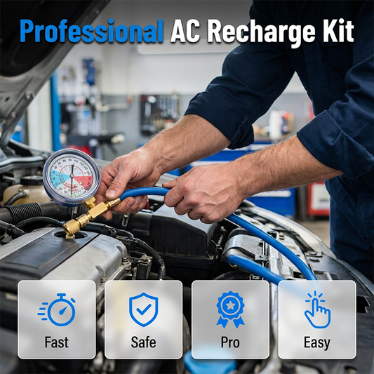 🚗 50% RABATT NU!❄️ R134a AC Kylmedelspåfyllningsslang med Mätare – Universal & Enkel DIY-verktyg 🔧
