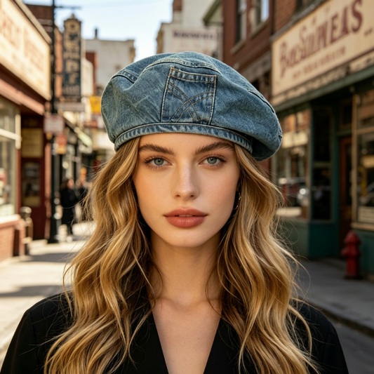 🎨 50% RABATT NU!👒 Dam Vintage Denim Basker – Lätt & Andningsbar – Söt Malarhatt 💙