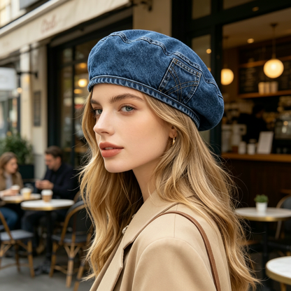 🎨 50% RABATT NU!👒 Dam Vintage Denim Basker – Lätt & Andningsbar – Söt Malarhatt 💙