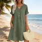 👗 50% RABATT NU! 🌿 Kvinnors Casual V-ringad Tunika med Fickor – Smickrande A-linje, Andningsbar Bomullsblandning & Sidofickor – Vardagskomfort ☀️