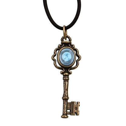 🗝️ 50% RABATT NU!✨ Antik Nyckelhalsband med Hemlig Stil – Vintage Blå Ädelsten & Retro Charm – Gotisk Steampunk Smycke 🌙