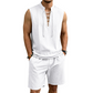 🌴 50% RABATT NU!👕 Herr Linne Ärmlös Set – Top & Shorts med Snörning – Sommar Essential 🌊