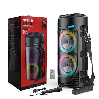 🔊 50% RABATT NU! 🎤 Bärbar Bluetooth-högtalare med Mikrofon – Kraftfullt Ljud & RGB-ljus – Perfekt för Fest & Karaoke 🎶