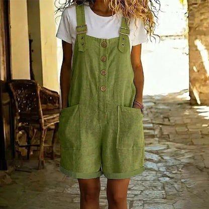 👖 50% RABATT NU!✨ Retro Enfärgad Overall – Justerbara Axelband, Stora Fickor & Avslappnad Passform – Sommar Casual Essential 🍂