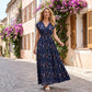 👗 50% RABATT NU!🌸 Blommig V-ringad Maxiklänning – Elegant Rynkad Midja & Premium Tyg – Sommar Essential ✨