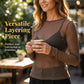 👚 50% RABATT NU! 🕊️ Kvinnors Genomskinlig Båtringning Topp – Elegant Långärmad, Andningsbar & Smickrande – Perfekt Lagerplagg ✨