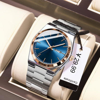 ⌚ 50% RABATT NU! ✨ Herr Ljusande Kvartsur – Rostfritt Stål, Vattentålig & Minimalistisk – Sleek Vardagsessential 🕰️