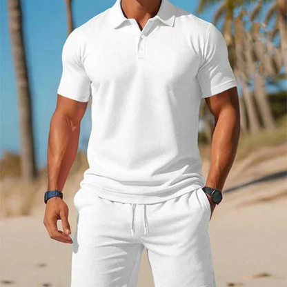 👕 50% RABATT NU! ☀️ Herrar 2-delat Sommarset – Polo & Shorts i Andasvänt Polyester 🌊