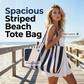 👜 50% RABATT NU! 🏖️ Klassisk Randig Strand- & Shoppingväska – Rymlig, Stilren & Perfekt För Soliga Dagar – Lättvikt Kanvas, Bekväma Axelband 🌊