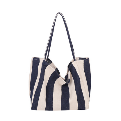👜 50% RABATT NU! 🏖️ Klassisk Randig Strand- & Shoppingväska – Rymlig, Stilren & Perfekt För Soliga Dagar – Lättvikt Kanvas, Bekväma Axelband 🌊