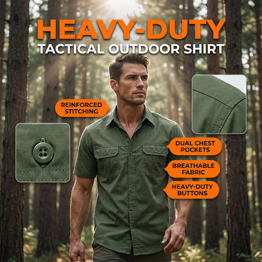 👕 50% RABATT NU! 🏕️ Herr Taktisk Kortärmad Skjorta – Andningsbar, Förstärkta Sömmar & Dubbla Bröstfickor – Robust Utomhusessential 🔥