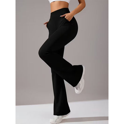 🧘‍♀️ 50 % RABATT! ✨ Damernas stretchiga bootcut-yogabyxor – smickrande, ultraflexibla, med fickor