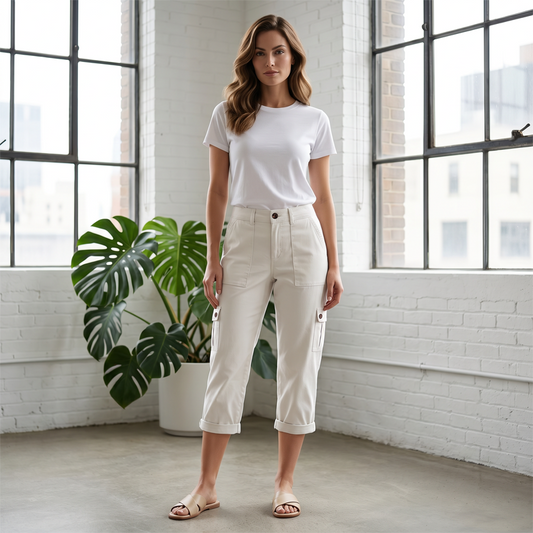 👖 50 % RABATT NU! 🛍️ Casual cargobyxor i capri-längd för dam – praktiska fickor, bekväm passform, mångsidig stil 🌟