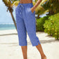👖 50% RABATT NU! 🌿 Capri-byxor i Rutmönster för Dam – Andningsbart Bomull/Linne – Elastisk Midja & Sidfickor – Perfekt för Sommar & Semester ☀️