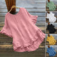 👚 50% RABATT NU! 🍃 Kvinnors Ruffle Blus – Bomull Linneblend, Rund Hals & Lös Passform – Flörtiga Ruffle, Luftigt & Elegant ☁️