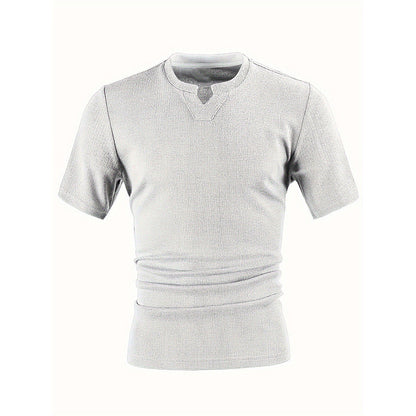 👔 50% RABATT NU! ✨ Herr V-ringad Kortärmad Skjorta – Slim Fit, Modern & Håller Dig Fräsch Hela Dagen – Andningsbar Texturerad Stickning, Notch-krage ☀️