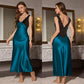 🌙 50% RABATT NU! 🕯️ Elegant V-ringad Slip Nattlinne – Silkeslen, Flödande Passform & Romantisk Charm – För Drömmiga Nätter & Lata Morgnar 🦢