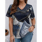 👕 50% RABATT NU! 🎨 Denim Tryckt V-ringad T-shirt – Mjuk, Andningsbar & Enkel Stil – Realistisk Denimlook, Ultrasoft Känsla, Blekningsbeständigt 🏖️