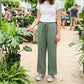👖 50% RABATT NU! 🧶 Kvinnors Vida Byxor – Andningsbar Bomullsblandning, Spetsvirkad Sidsöm & Dragsko Midja – Avslappnad Passform, Feminin Detalj 🌿