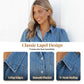👚 50% RABATT NU! 💙 Kvinnors Puffärm Denimblus – Knäppning, Krage & Lättvikt – Andningsbar Bomullsblandning, Romantisk Volym & Vardagscharm ✨