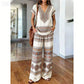 👚 50% RABATT NU! 🌺 Kvinnors Tryckt Topp & Byxor 2-delat Set – Andningsbar Boho-stil & Avslappnad Passform – Enkel Sommar- & Reseoutfit 🏖️