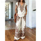 👚 50% RABATT NU! 🌺 Kvinnors Tryckt Topp & Byxor 2-delat Set – Andningsbar Boho-stil & Avslappnad Passform – Enkel Sommar- & Reseoutfit 🏖️