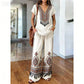 👚 50% RABATT NU! 🌺 Kvinnors Tryckt Topp & Byxor 2-delat Set – Andningsbar Boho-stil & Avslappnad Passform – Enkel Sommar- & Reseoutfit 🏖️