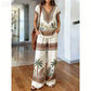 👚 50% RABATT NU! 🌺 Kvinnors Tryckt Topp & Byxor 2-delat Set – Andningsbar Boho-stil & Avslappnad Passform – Enkel Sommar- & Reseoutfit 🏖️