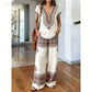 👚 50% RABATT NU! 🌺 Kvinnors Tryckt Topp & Byxor 2-delat Set – Andningsbar Boho-stil & Avslappnad Passform – Enkel Sommar- & Reseoutfit 🏖️
