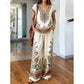 👚 50% RABATT NU! 🌺 Kvinnors Tryckt Topp & Byxor 2-delat Set – Andningsbar Boho-stil & Avslappnad Passform – Enkel Sommar- & Reseoutfit 🏖️
