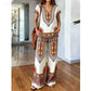 👚 50% RABATT NU! 🌺 Kvinnors Tryckt Topp & Byxor 2-delat Set – Andningsbar Boho-stil & Avslappnad Passform – Enkel Sommar- & Reseoutfit 🏖️