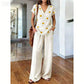 👚 50% RABATT NU! 🌺 Kvinnors Tryckt Topp & Byxor 2-delat Set – Andningsbar Boho-stil & Avslappnad Passform – Enkel Sommar- & Reseoutfit 🏖️