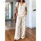👚 50% RABATT NU! 🌺 Kvinnors Tryckt Topp & Byxor 2-delat Set – Andningsbar Boho-stil & Avslappnad Passform – Enkel Sommar- & Reseoutfit 🏖️