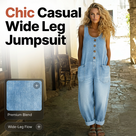 👗 50% RABATT NU! 👖 Casual Jumpsuit med Vida Ben – Fickor & Vintageknappar – Perfekt för Sommar & Vardag – Andningsbar & Bekväm ☀️