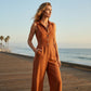 👗 50% RABATT NU! 🌾 Kvinnors Ärmlös Knäppnings Jumpsuit – Vida Ben, Flödande & Ansträngningslös Chic – Luftig Sommarstil, En-och-Klar Klädsel ✨