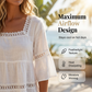 👚 50% RABATT NU! 🌼 Fyrkantig Hals Boho-blus – Virkad Spets, Klockärmar & Lagrad Flöde – Luftig & Elegant 🌿