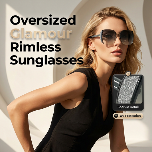 🕶️ 50% RABATT NU! ☀️ Stora Solglasögon Utan Båge – Fyrkantig Design & Tidlös Stil – Perfekt till Alla Outfits 🌟