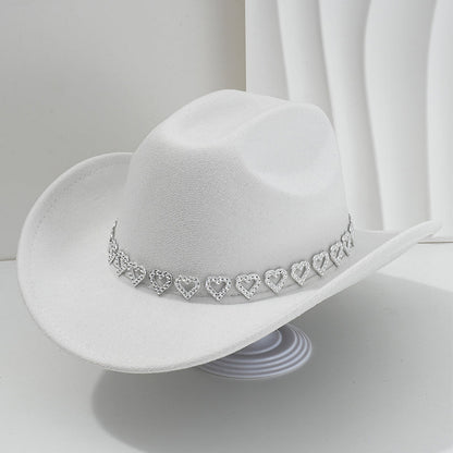 ✨ 50% RABATT NU! 🤠 Kvinnors Rhinestone Hjärta Cowboyhatt – Gnistrande French Jazz Fedora & Premium Strukturerad Silhuett – Elegant, Glamorös & Festivalredo 🎪