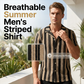 👕 50% RABATT NU! 🌊 Herrar Wavy Stripe Kubansk Krage-skjorta – Andningsbar Textur & Avslappnad Passform – Retro Sommarstil 🌴