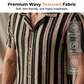 👕 50% RABATT NU! 🌊 Herrar Wavy Stripe Kubansk Krage-skjorta – Andningsbar Textur & Avslappnad Passform – Retro Sommarstil 🌴