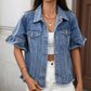 🧥 50% RABATT NU! 🌾 Damernas Sommar Jeansjacka med Volangärmar – Lätt, Snygg & Andningsbar 🦋
