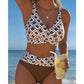 🏖️ 50% RABATT NU! 👙 Tvådelad Bikini med Hög Midja – Geometriskt Mönster & V-ringad – Perfekt för Strand, Pool & Semester ☀️