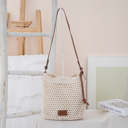 👜 50% RABATT NU! 🌿 Damernas Vävda Crossbody-väska med Lång Rem – Andningsbar Textur & Sommarelegans 🏖️