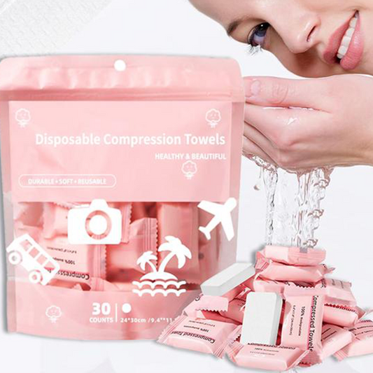 🧻 50% RABATT NU! 💧 Bärbara Engångskomprimerade Handdukar – Expanderar Direkt, Ultramjuka & Rese-Essentiella ✈️