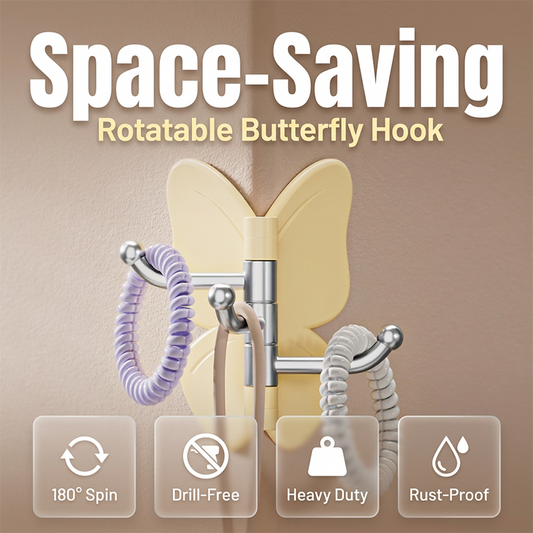 🦋 Köp 1  få 4 gratis! ✨ Vridbar Fjärilskrok – Borrfri & Platsbesparande med 3 Armar 🎀
